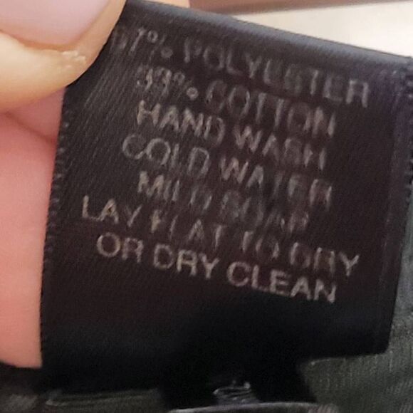 Peruvian Connection Medium Green Black Night Blossom Tee Oversized Long Sleeve - Picture 5 of 6